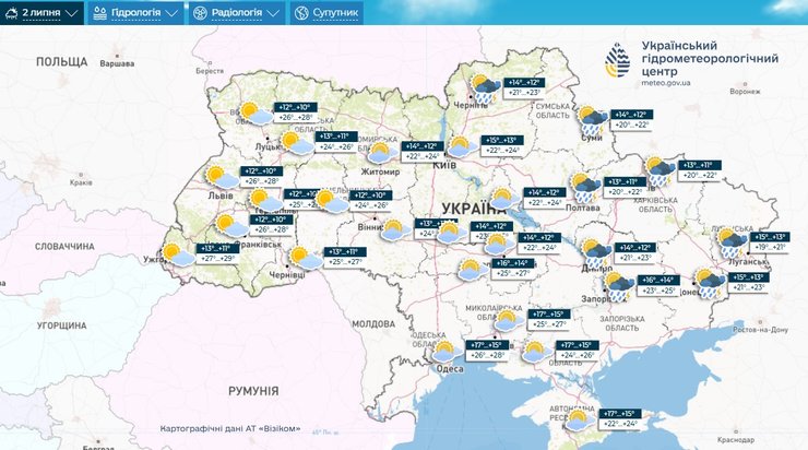 Укргидрометцентр о погоде в Украине на 2 июля
