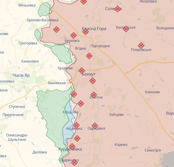 Карта боевых действий, Бахмут