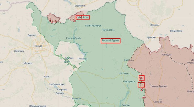 Наступление РФ на Харьков, Волчанск, Купянск, 27 мая, карта