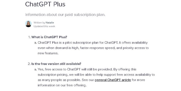 ChatGPT, ChatGPT Plus, платні функції