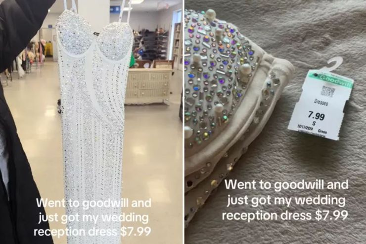Женщина нашла на секонд-хенде красивое платье, расшитое бисером, сколько стоит наряд, сокровище на секонд-хенде