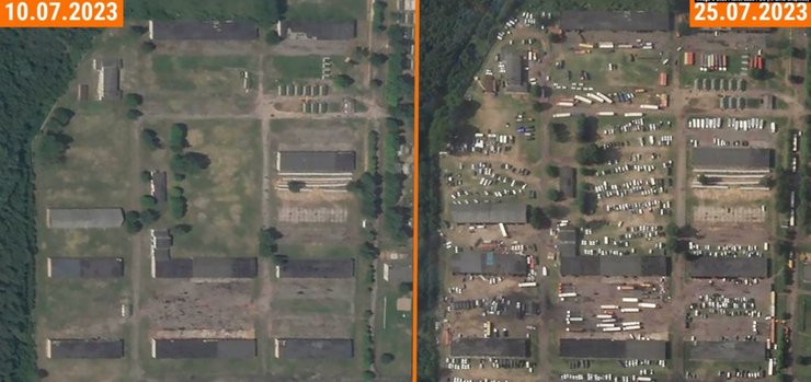 Спутниковый снимок лагеря "вагнеровцев" под Осиповичами в Беларуси