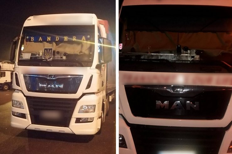Польский грузовик с надписью "Бандера", вантажівка з надписом "Бандера", степан бандера