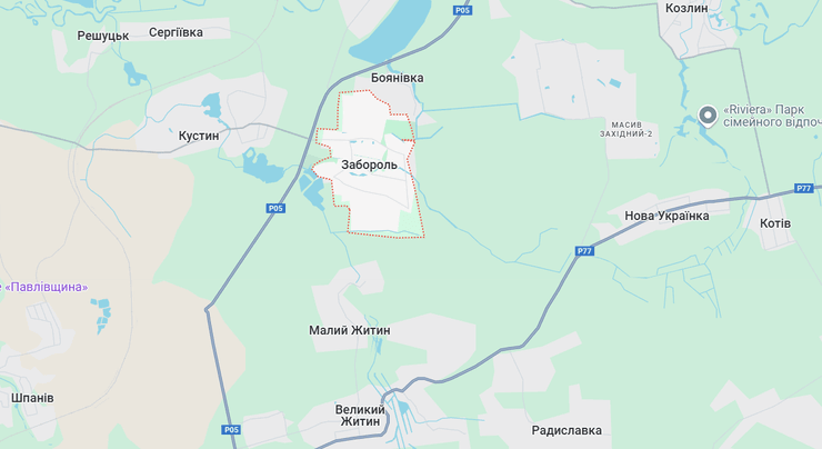 село Забороль на карте