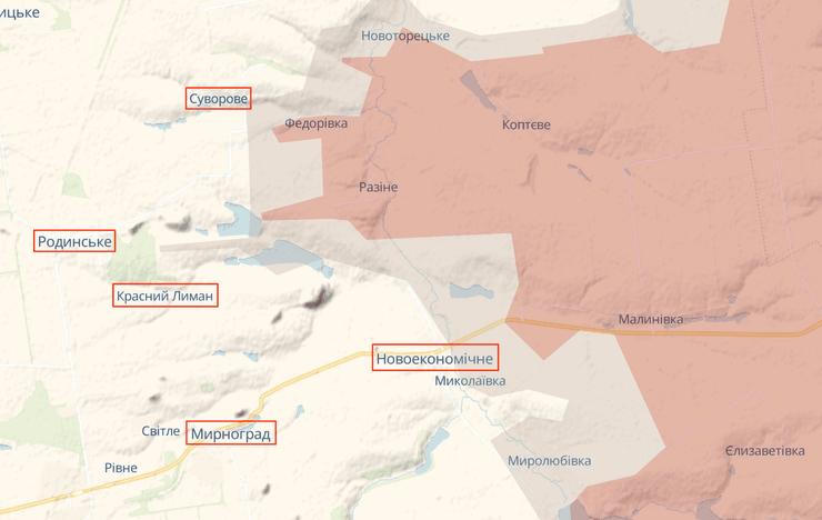 ЗС РФ наступають на підступах до Мирнограда у Донецькій область