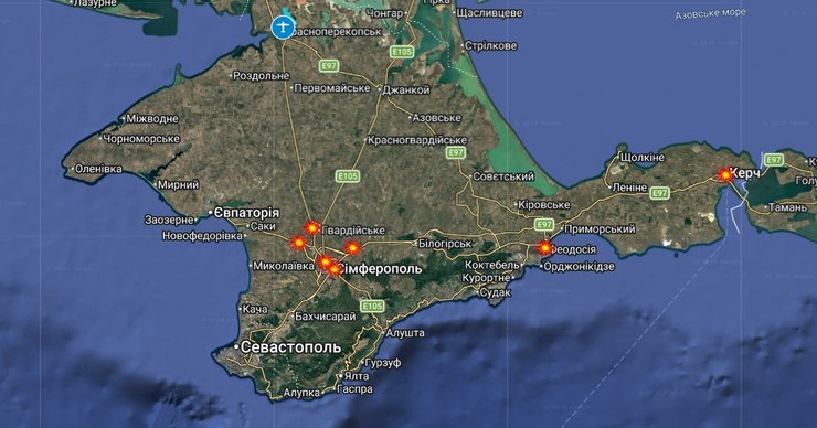 карта инцидентов в ночь с 13 на 14 апреля