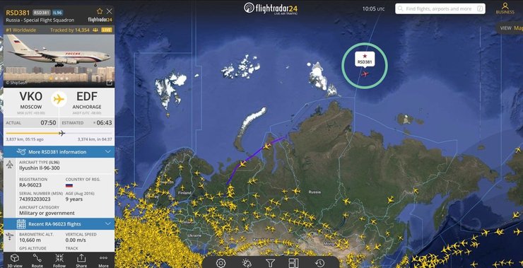 Самолет делегации РФ вылетел из Москвы на Аляску 14 августа