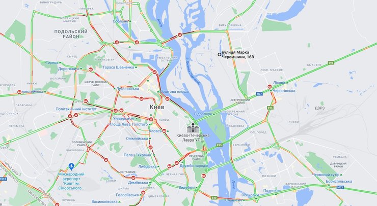 пробки в киеве, локдаун, карта