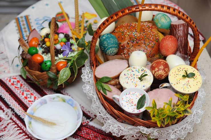 Пасха, корзинка, еда