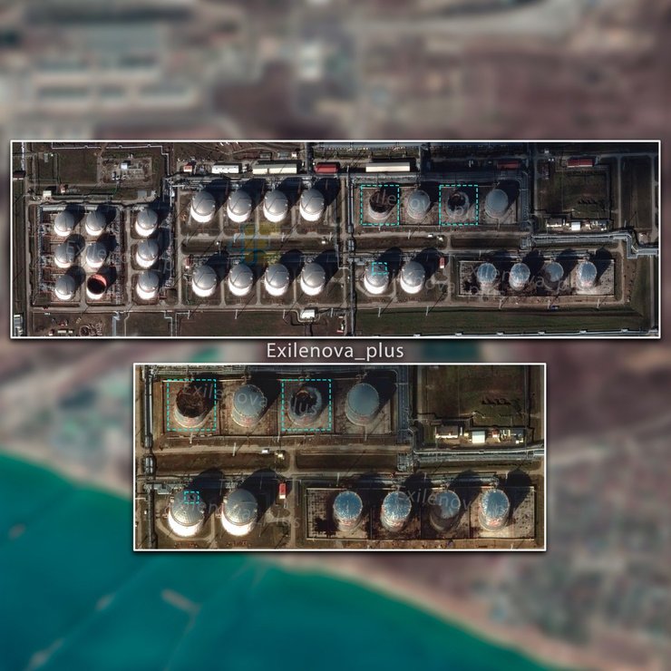 Фото резервуарів "Таманьнефтегаз" після удару СБУ 17 лютого