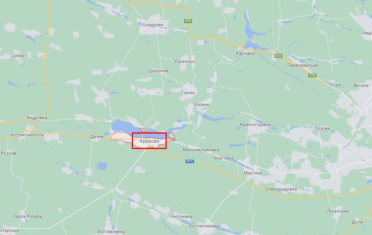 Курахове, карта