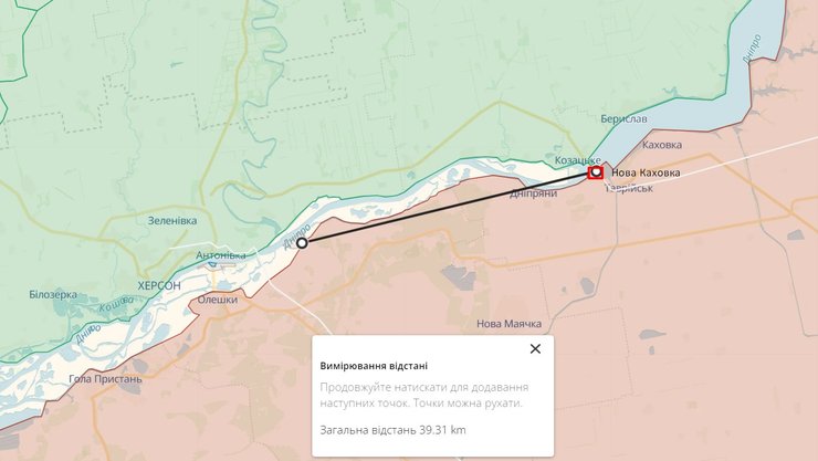 Ситуація біля Нової Каховки у Херсонській області станом на 15 вересня 2023 року