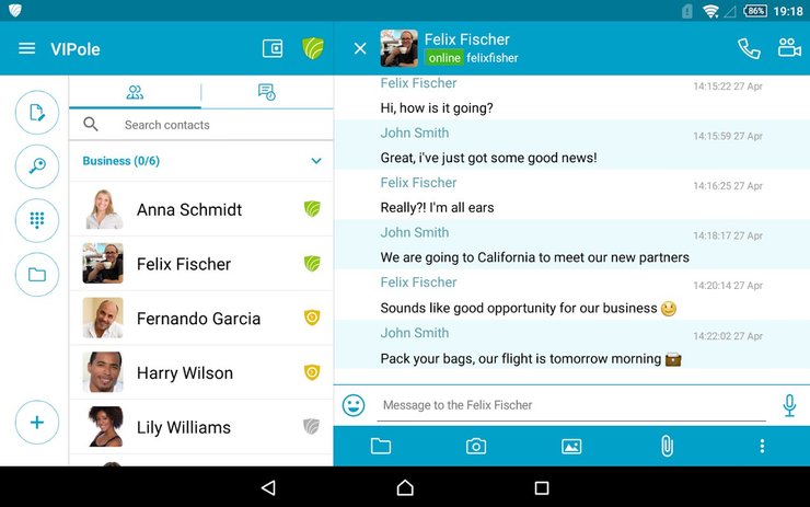 VIPole Secure Messenger, мессенджер