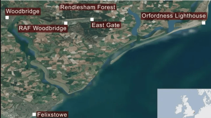 Место расположения маяка и военных баз возле места инцидента