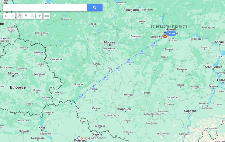 Удари дронів по РФ, завод ім. Сведлова, відстань, координати