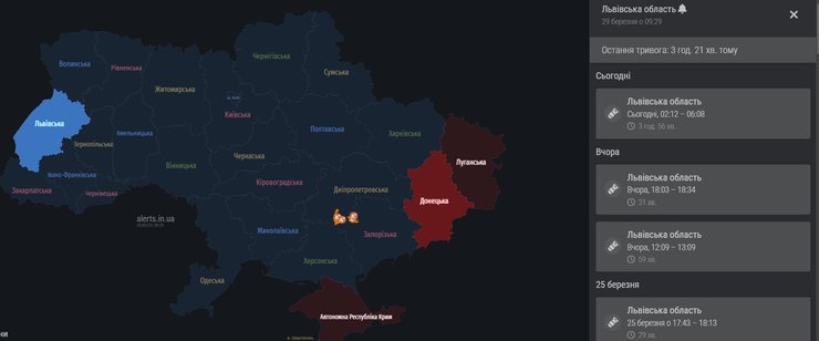 Обстрел 29 марта, Львовская область, 29 марта