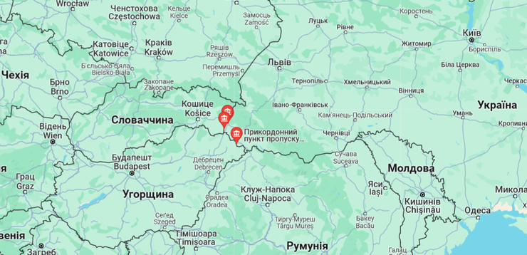 карта, кордон зі Словаччиною