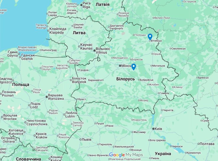 карта з точками проведения военных учений Несокрушимое братство 2026