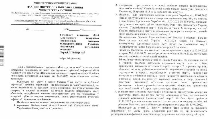 Волынь, Волынская область, Социалистическая партия