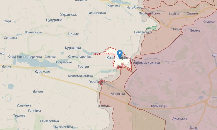 Бої на Донбасі, Красногорівка, карта, 25 квітня