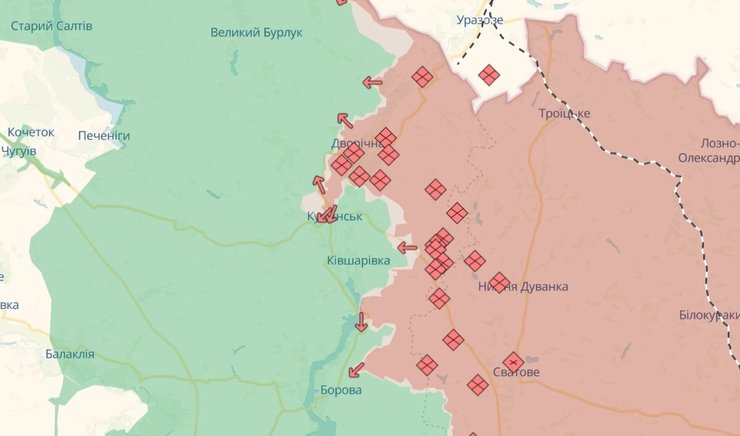 Купянск на картах DeepState