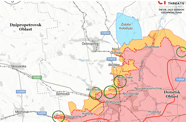 Карта фронту біля Покровську від ISW
