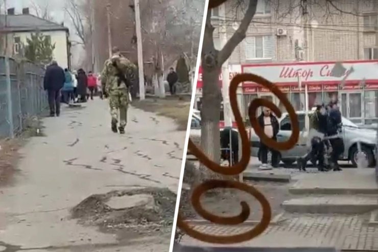 мужчина с автоматом, шахты, россия