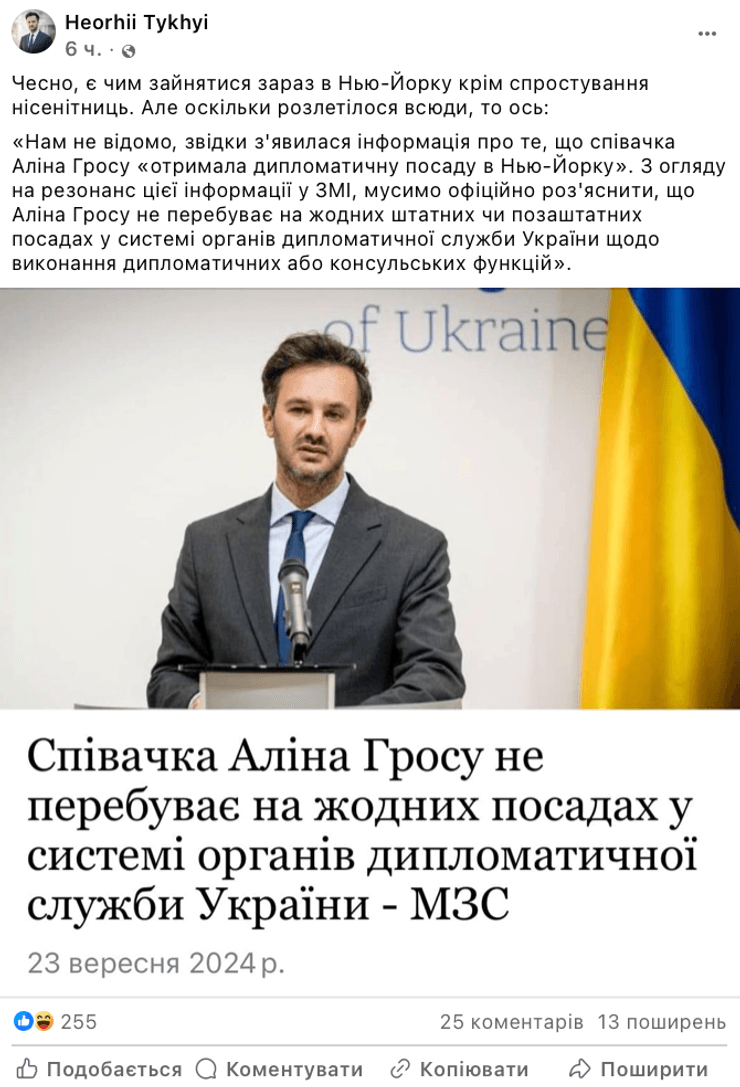 Алина Гросу, Гросу, Гросу дипломатическая должность, Гросу дипломат, Гросу в США, Гросу в Нью-Йорке, Гросу МИД, МИД, Министерство иностранных дел