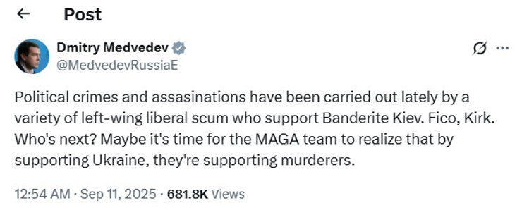 Пост Медведева в сети Х