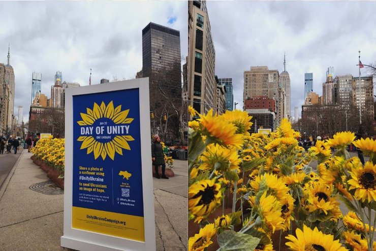 Flatiron Plaza, подсолнухи, нью-йорк, выставка подсолнухов