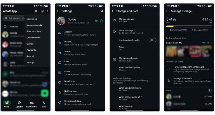 Удаление данных из приложения WhatsApp