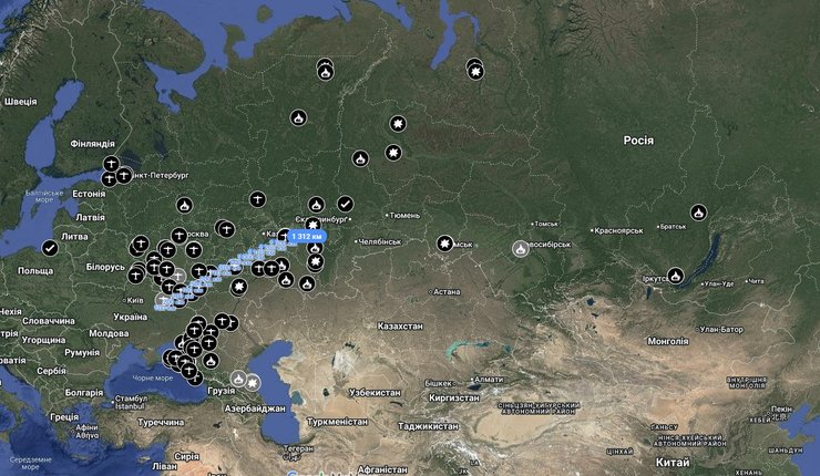 Инфографика InformNapalm с пожарами и взрывами на НПЗ РФ в 2022-24 годах