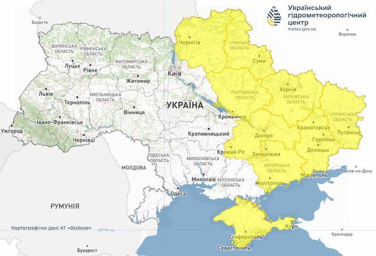 Карта рівня небезпеки в областях України