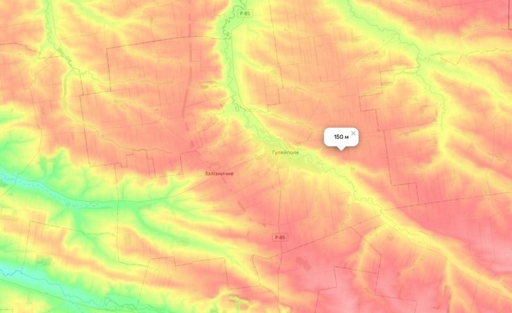 Яка висота пагорбів навколо Гуляйполя