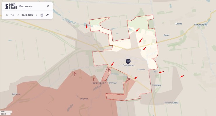 Карта бои в Покровске 31 октября