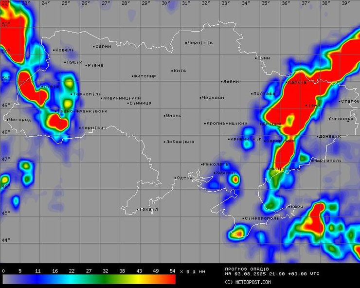 карта дождей