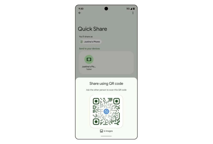 android 16 quick share отправка файлов qr код