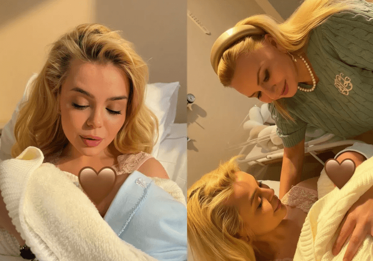 Гросу з дитиною, пологи