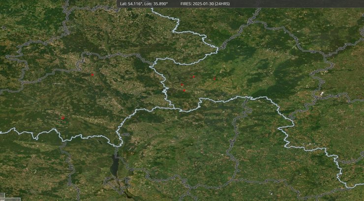 Атака БПЛА по РФ, пожар, FIRMS, 30 января, Брянская область