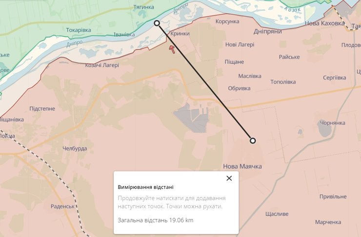 Лівобережжя Херсонщини, лінія фронту
