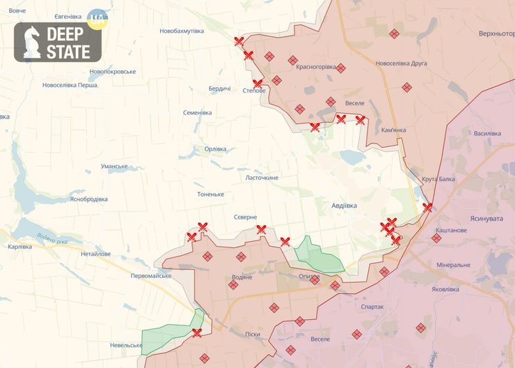 Авдіївський напрямок, карта бойових дій