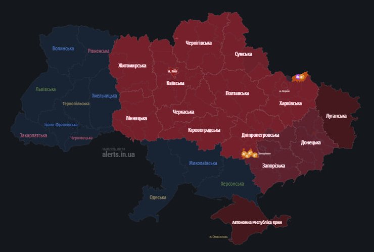карта повітряних тривог
