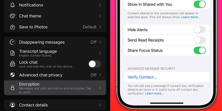 Настройки WhatsApp и iMessage