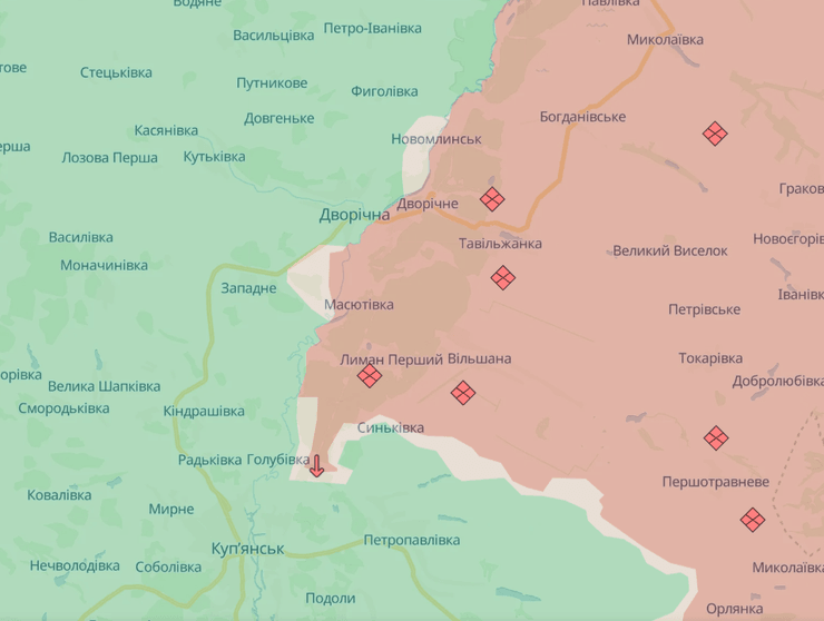 Наступление ВС РФ, Купянское направление, Харьковская область, Оскол, новомлинск, карта
