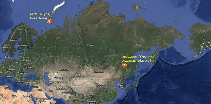 Ракета Буревестник и карта точек пуска на Новой Земле и с "Украинки"
