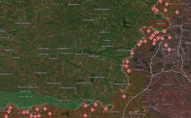 Мапа бойових дій станом на 23:44 25 жовтня