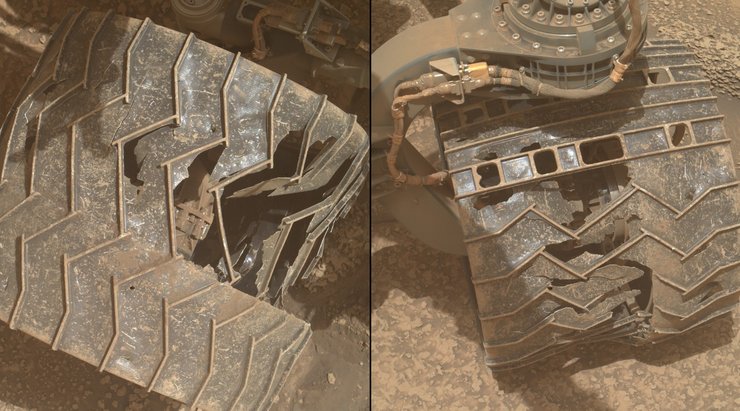 Огромная дыра: марсоход Curiosity сильно пострадал за 14 лет движения на Марсе