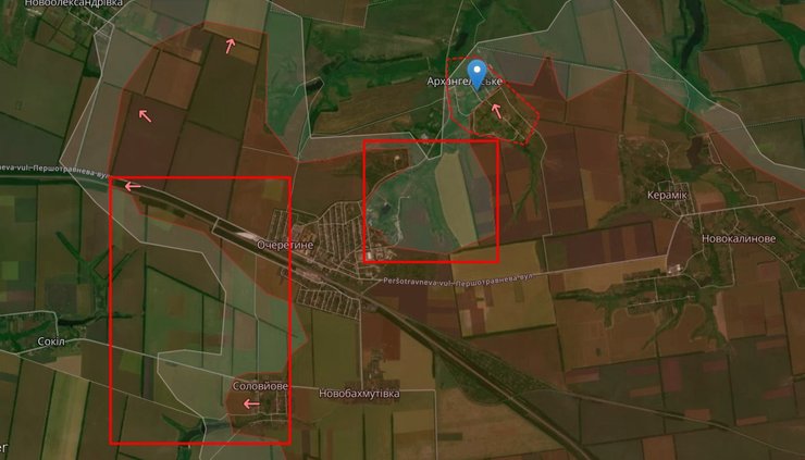 Бои на Донбассе, ВС РФ Очеретино, Сокол, Соловьево, Архангельское, карта, 3 мая