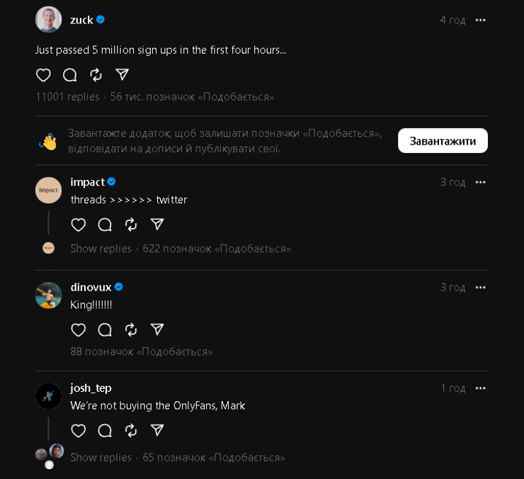 Treads, Twitter, Марк Цукерберг, Ілон Маск