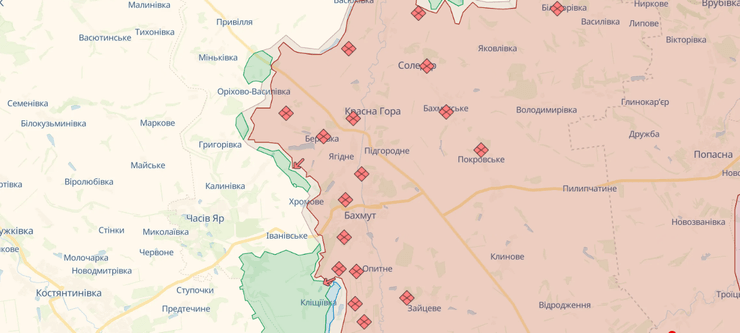 Бахмут, Клещиевка, карта боев, карта deepstate